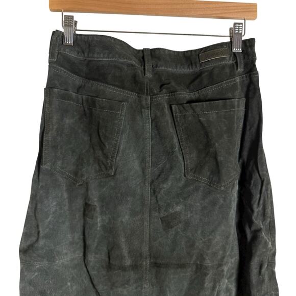 BlankNYC Hunter Green Retro Suede Leather Front Slit Pencil Midi Skirt Size 29 - Picture 11 of 15
